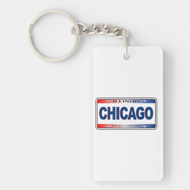 Illinois State License Plate Chicago City Key Ring (Front)