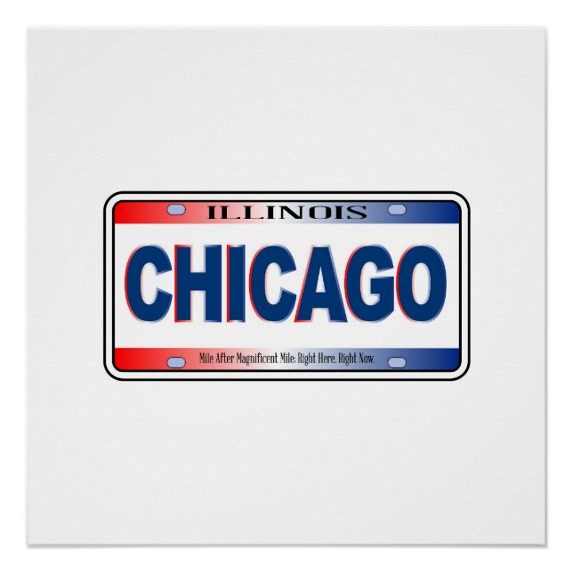 Illinois State License Plate Chicago City Poster (Front)