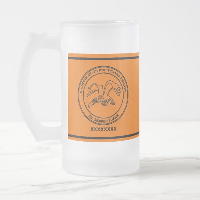 Illinois State Politicians Prison Frosted Glass Beer Mug (Left)