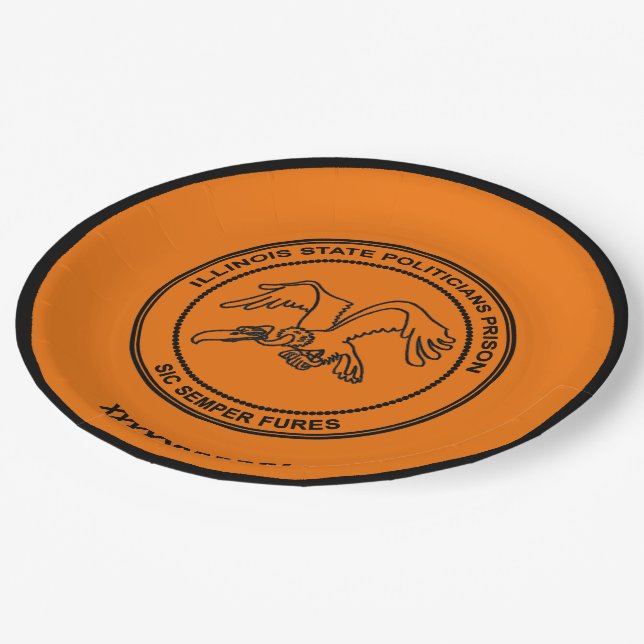 Illinois State Politicians Prison Paper Plate (Angled)