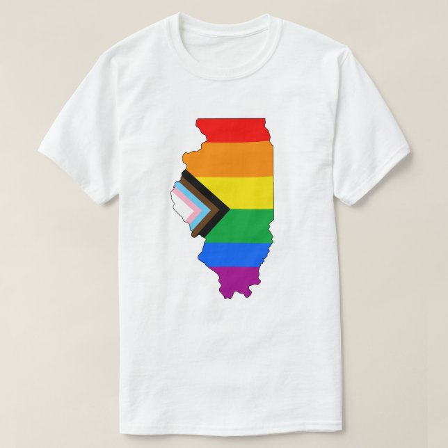 Illinois State Pride LGBTQ Progress Pride T-Shirt (Design Front)