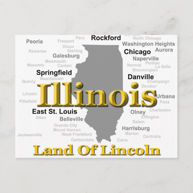Illinois State Pride Map Silhouette Postcard (Front)