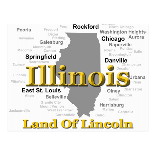 Illinois State Pride Map Silhouette Postcard