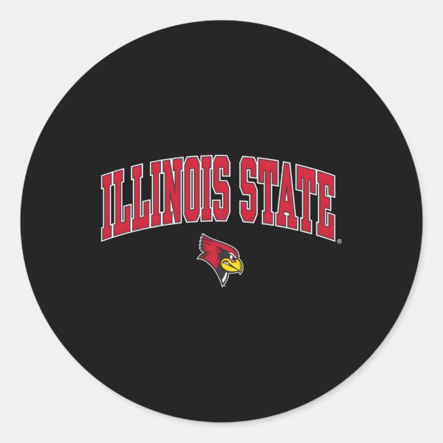 Illinois State Redbirds Arch Over Black Classic Round Sticker (Front)