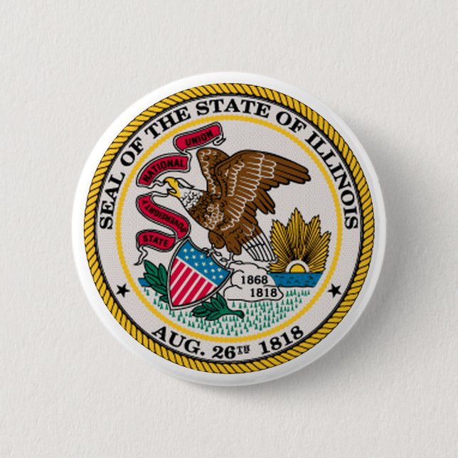 Illinois State Seal 6 Cm Round Badge (Front)