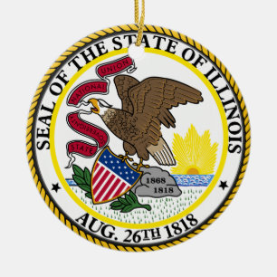 Illinois State Seal Ceramic Tree Decoration