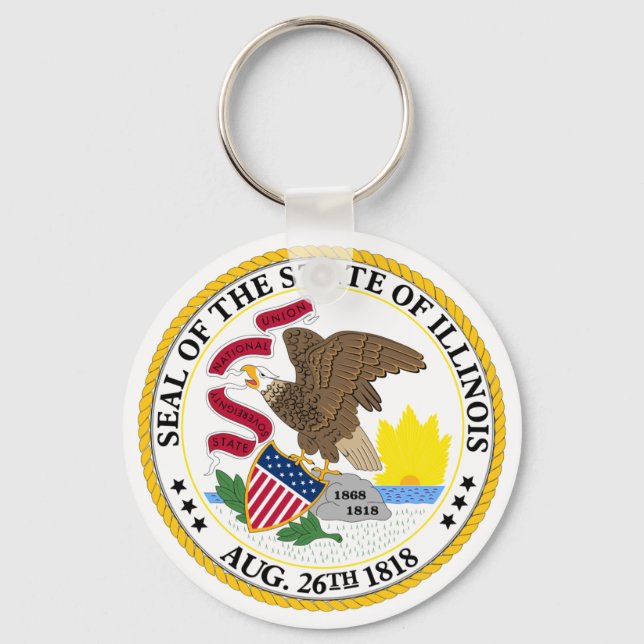Illinois State Seal Emblem  Key Ring (Front)