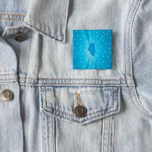 Illinois State Silhouette Blue Starburst 15 Cm Square Badge
