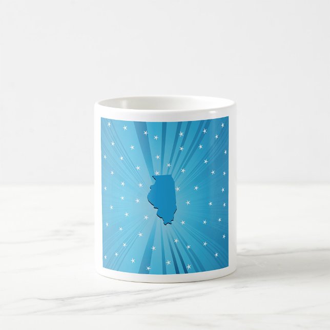 Illinois State Silhouette Blue Starburst Coffee Mug (Creator Uploaded)