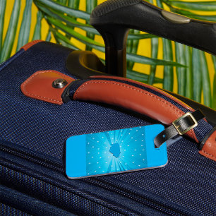 Illinois State Silhouette Blue Starburst Luggage Tag