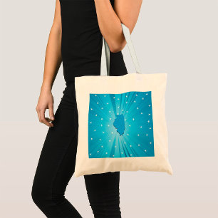 Illinois State Silhouette Blue Starburst Tote Bag