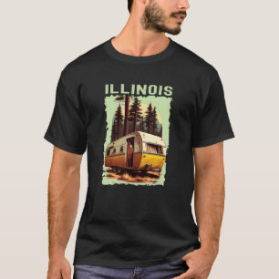 Illinois Sunset Retro 70s Vintage Hiking Camping F T-Shirt