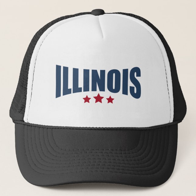 Illinois Three Stars Design Trucker Hat (Front)