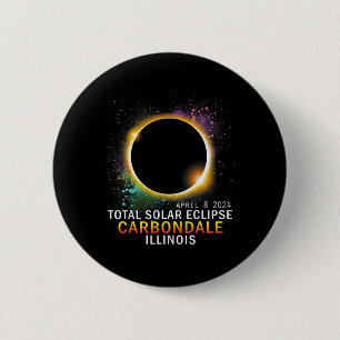 Illinois Total Solar Eclipse April 8 2024  6 Cm Round Badge