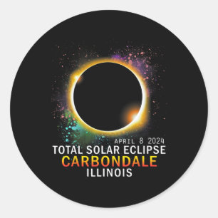 Illinois Total Solar Eclipse April 8 2024  Classic Round Sticker