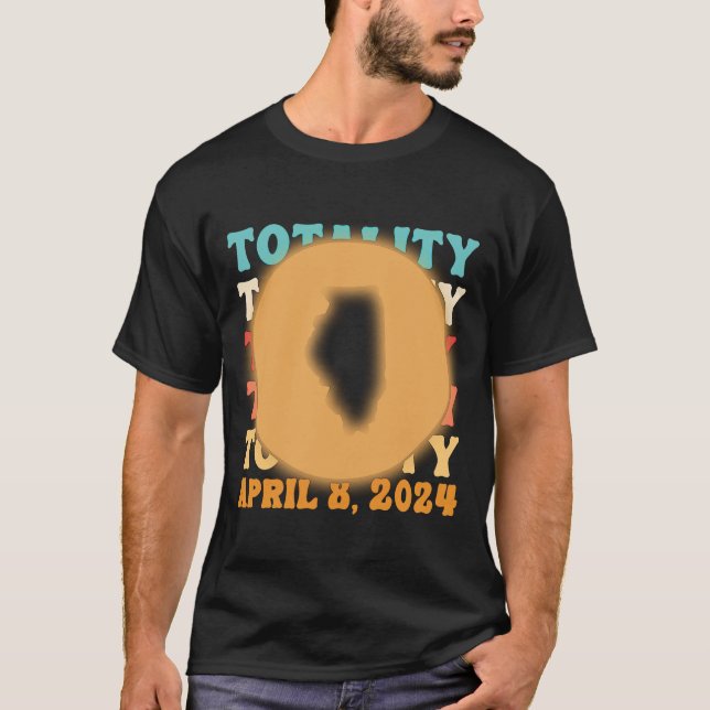 Illinois Totality Solar Eclipse April 8 2024 Astro T-Shirt (Front)