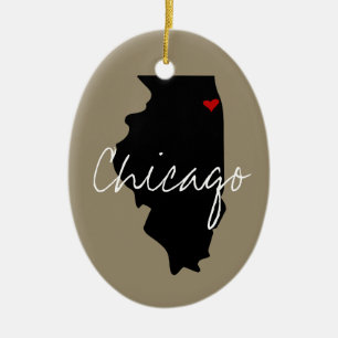 Illinois Town Ceramic Tree Decoration