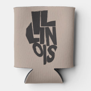 Illinois typographic design on map outline can cooler