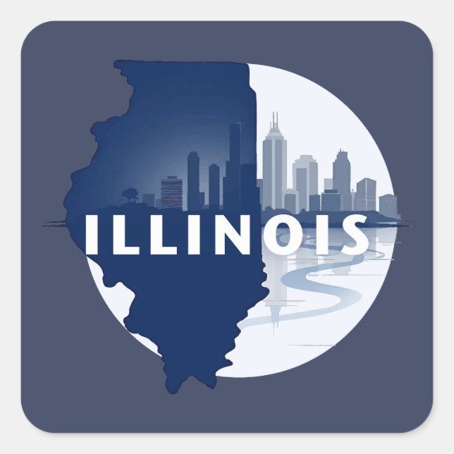 Illinois United States of America Square Sticker (Front)