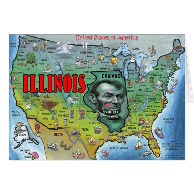 Illinois USA Map (Front Horizontal)