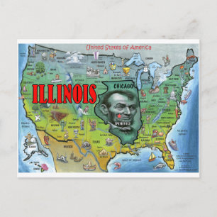 Illinois USA Map Postcard