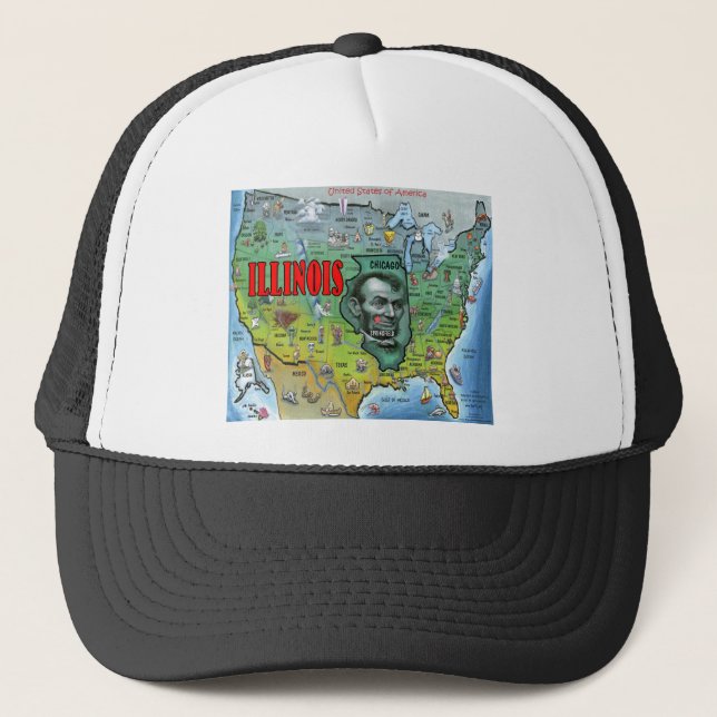 Illinois USA Map Trucker Hat (Front)