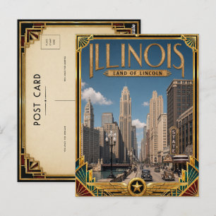 Illinois Vintage Art Deco Golden Age Postcard