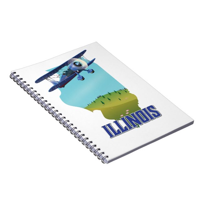Illinois vintage map travel poster notebook (Right Side)