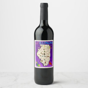 Illinois Vintage Map Wine Label