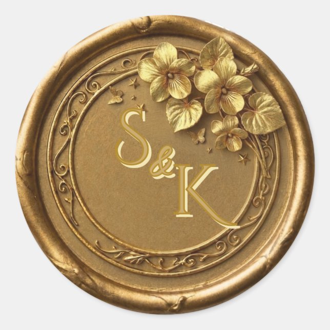 Illinois Violet Monogram Wedding Wax Seal (Front)