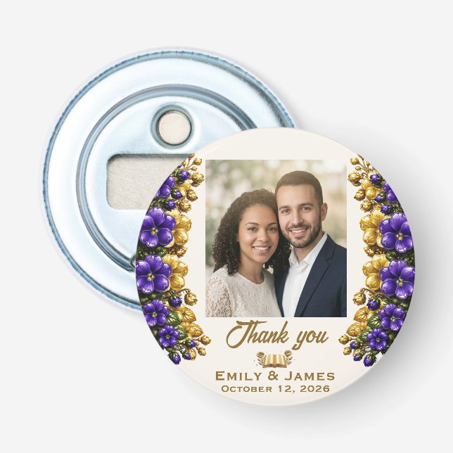 Illinois Violet Wedding Bottle Opener (Front)