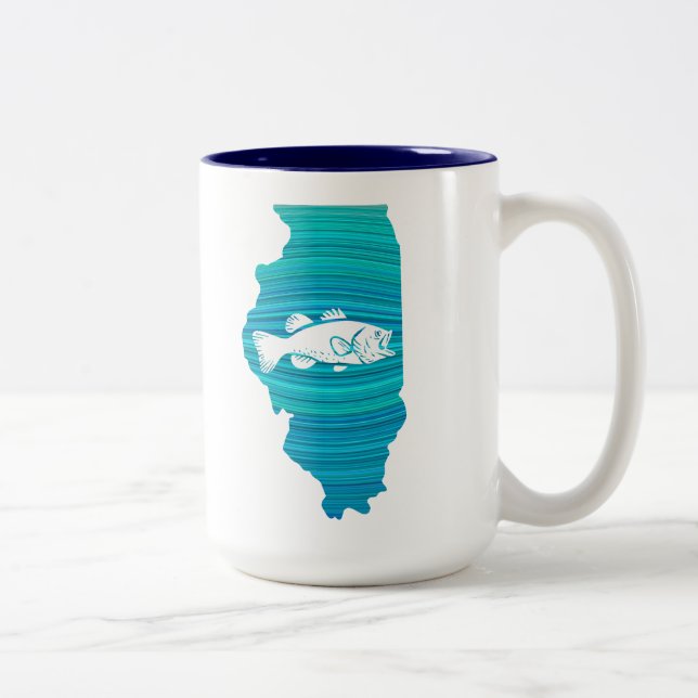 Illinois Wave Fishing Two-Tone Coffee Mug (Right)