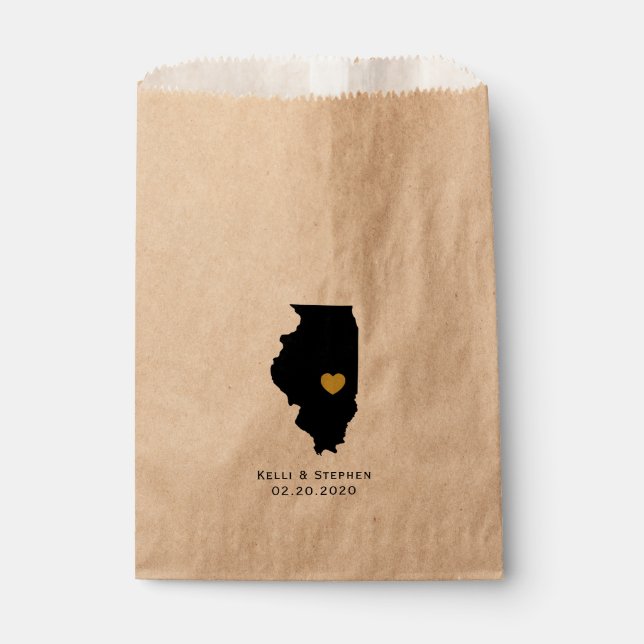 Illinois Wedding Favour Treat Sacks, Gift Bags (Front)