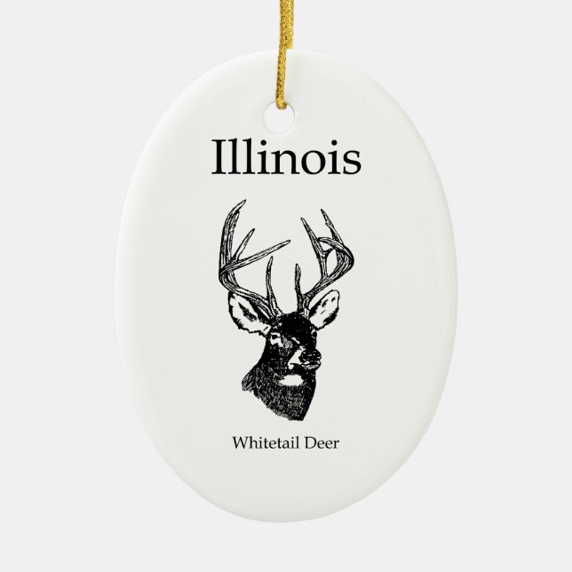 Illinois White Tail Deer Ceramic Tree Decoration (Front)