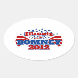 Illinois with Romney 2012 Oval Sticker