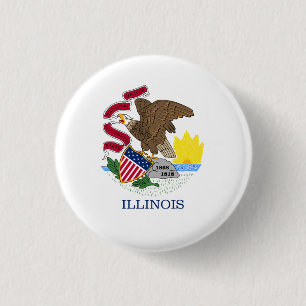 Illinoisan Flag, Flag of Illinois 3 Cm Round Badge