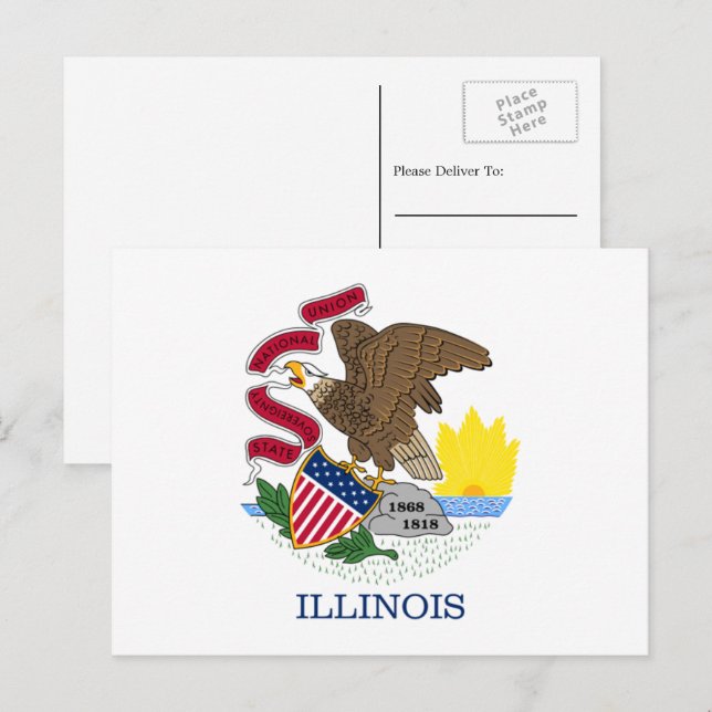 Illinoisan Flag, Flag of Illinois Postcard (Front/Back)