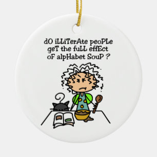 Illiterate People Humour Ceramic Tree Decoration