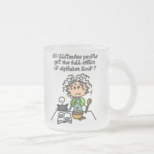 Illiterate People Humour Frosted Glass Coffee Mug