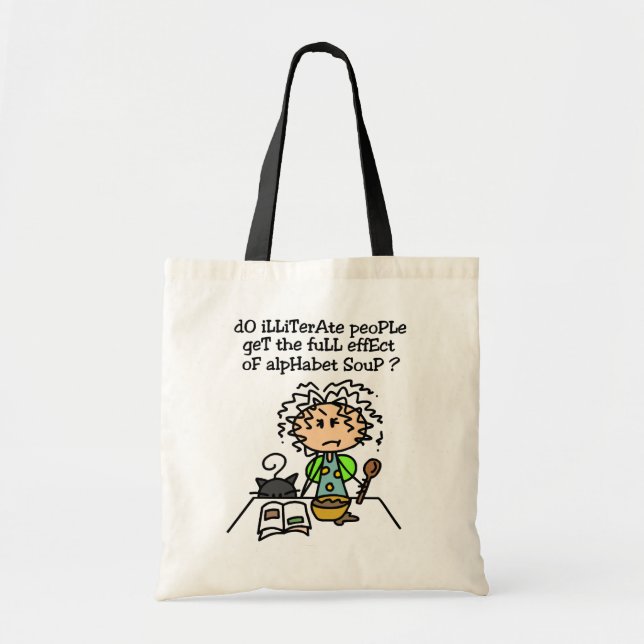 Illiterate People Humour Tote Bag (Front)