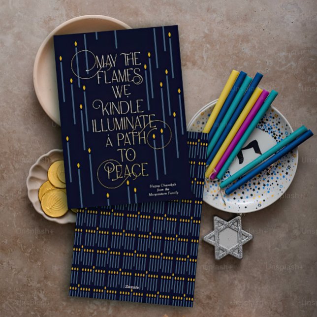 Illuminate a Path to Peace Foil Hanukkah Card (Creator Uploaded)