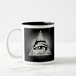Illuminate Eye of Providence b&w Two-Tone Coffee Mug