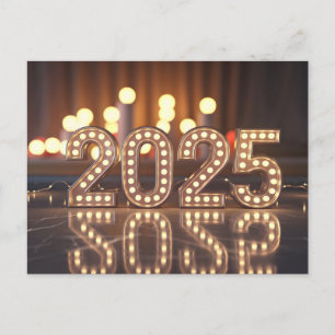 Illuminated 2025 Bokeh New Year Holiday Postcard