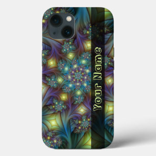 Illuminated Abstract Blue Purple Fractal Art Name iPhone 13 Case