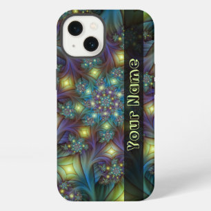 Illuminated Abstract Blue Purple Fractal Art Name iPhone 13 Case