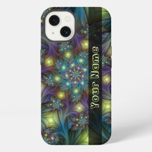 Illuminated Abstract Blue Purple Fractal Art Name iPhone 13 Case