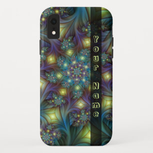 Illuminated abstract blue purple Fractal Name iPhone XR Case