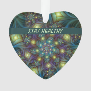 Illuminated abstract blue purple Fractal Own Text Ornament