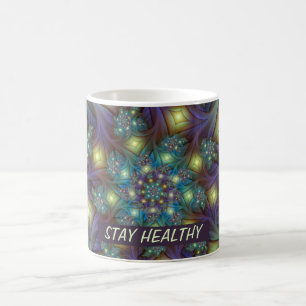 Illuminated abstract blue purple Fractal Pattern Coffee Mug