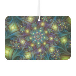 Illuminated Abstract Shiny Teal Purple Fractal Art Car Air Freshener